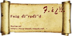 Feig Árpád névjegykártya